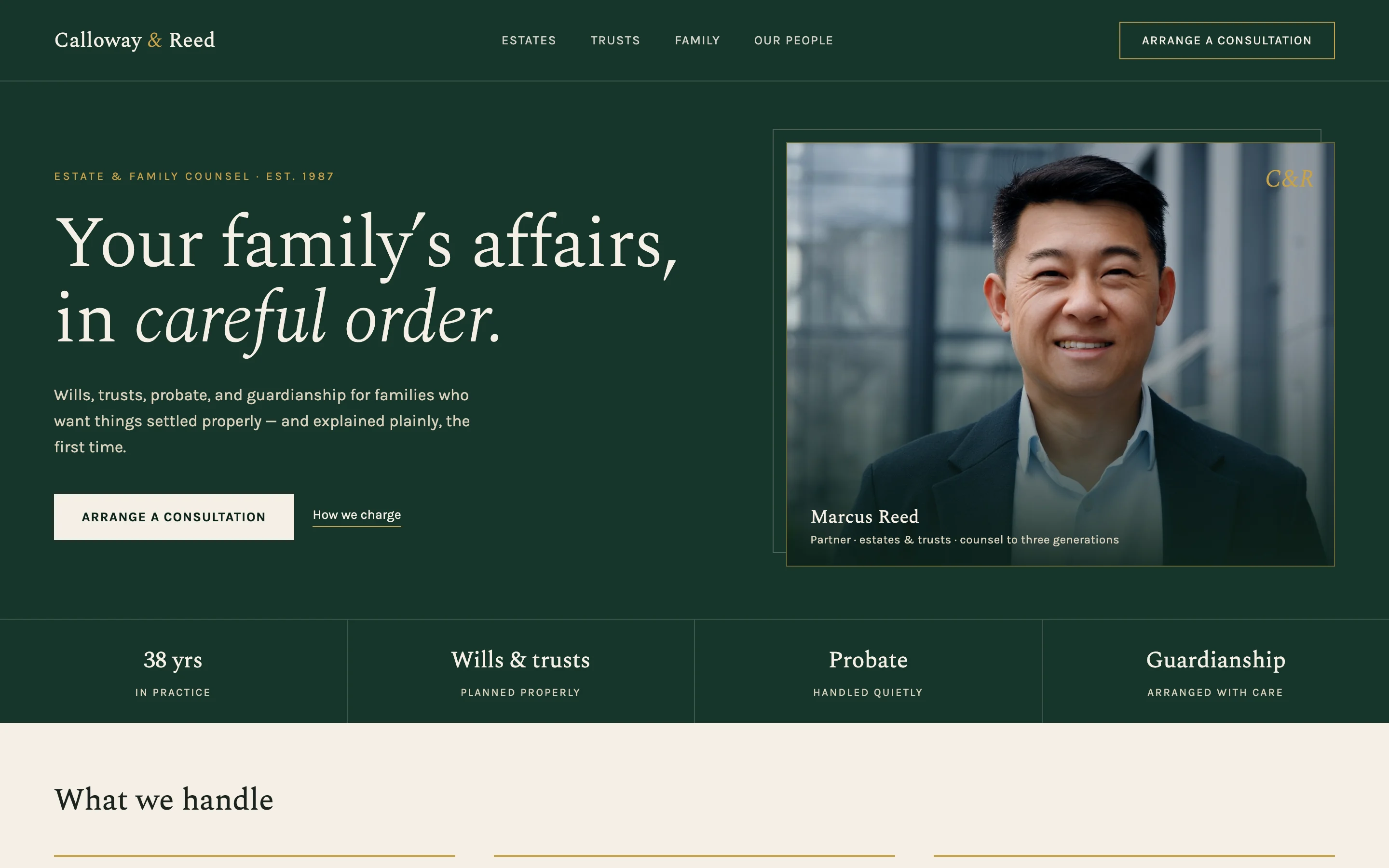 Design study: homepage concept for an estate and family law practice